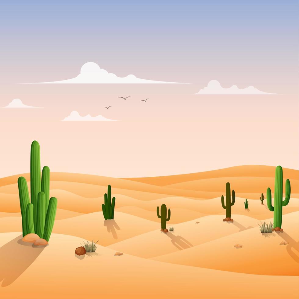 Wüste Landschaft Hintergrund mit Kakteen vektor
