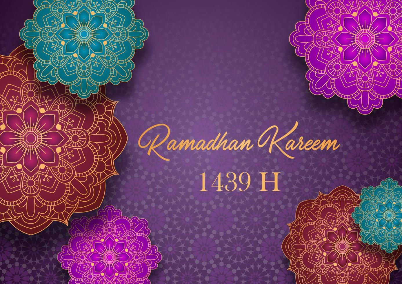 ramadan kareem hälsning kort med färgrik arabicum design mönster vektor