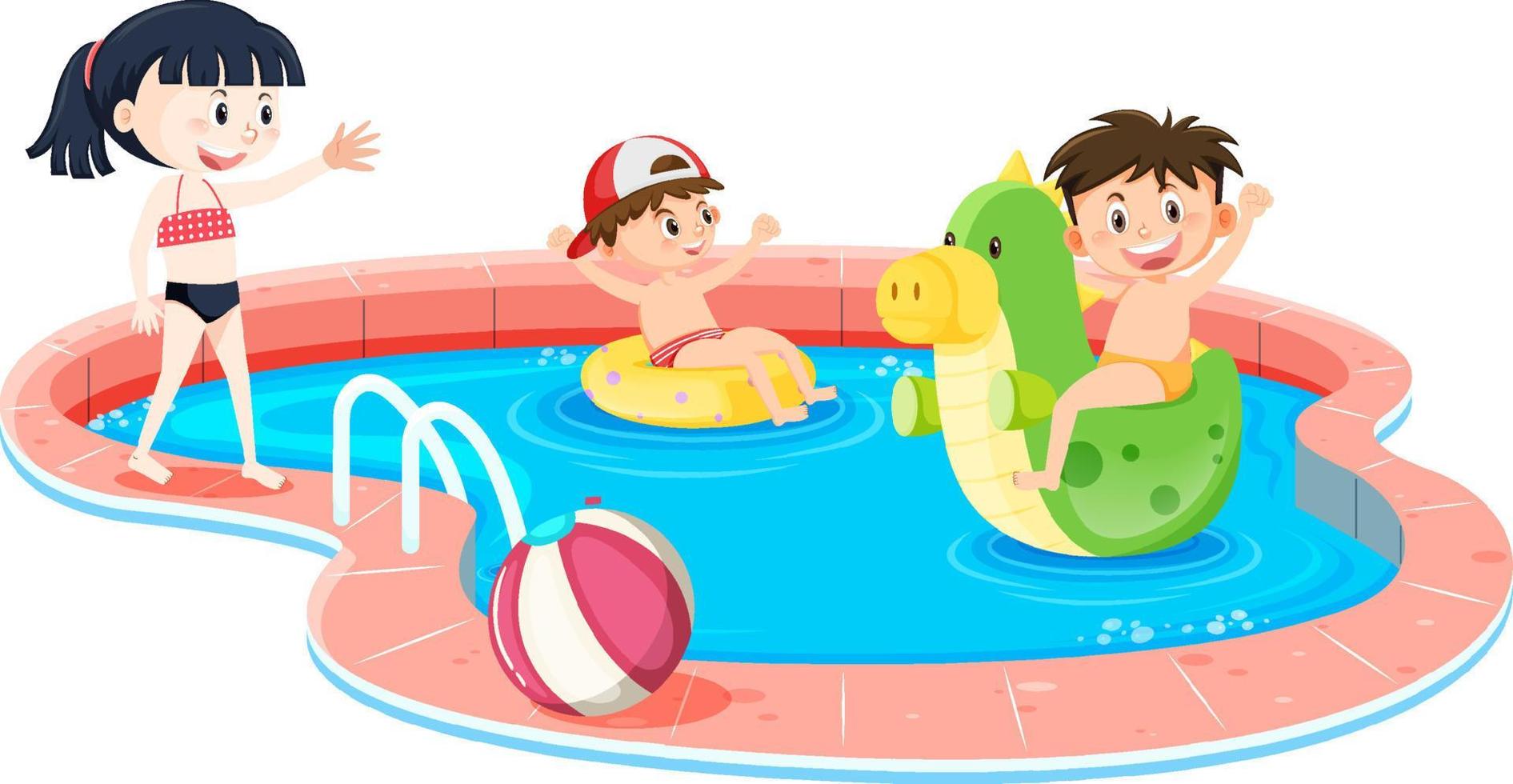 Kinder im Pool auf weißem Hintergrund vektor