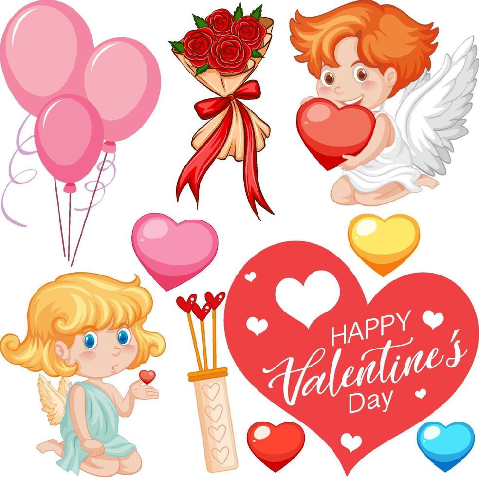 Valentinsthema mit Amor und Herzen vektor
