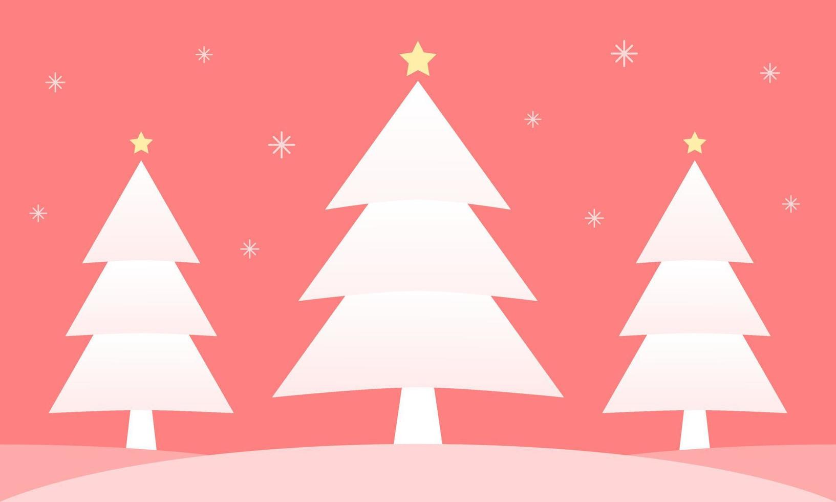 vit jul träd med snö på röd bakgrund begrepp fira jul och ny år platt vektor. vektor