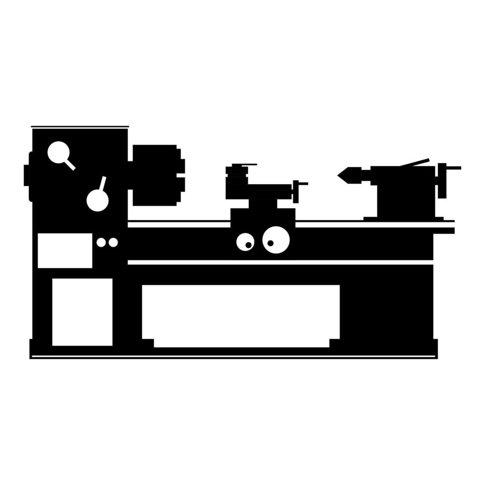 svarv maskin modern industriell fabrik på vit bakgrund platt vektor svart ikon design.