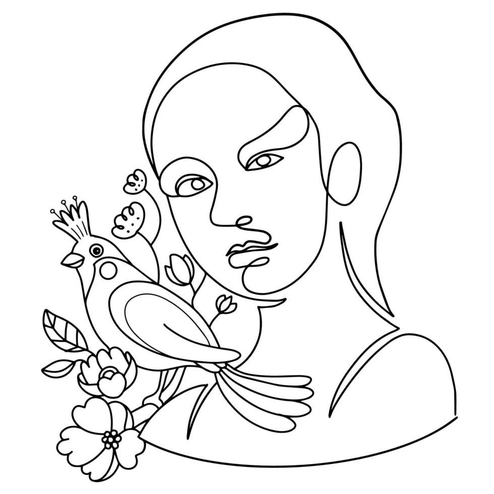 minimalistisk kvinna ansikte illustration vektor