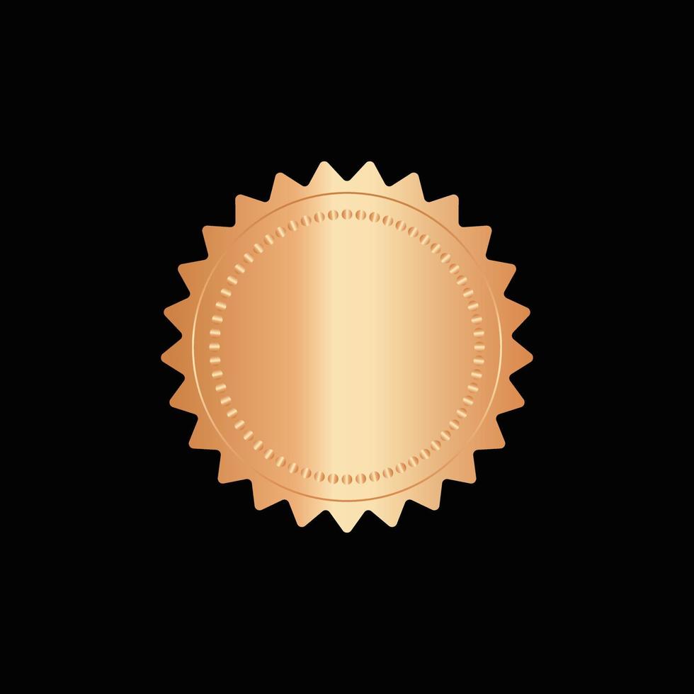 runda gyllene bricka isolerat på en svart bakgrund, täta stämpel guld lyx elegant baner lura, vektor illustration certifikat guld folie täta eller medalj isolerat.
