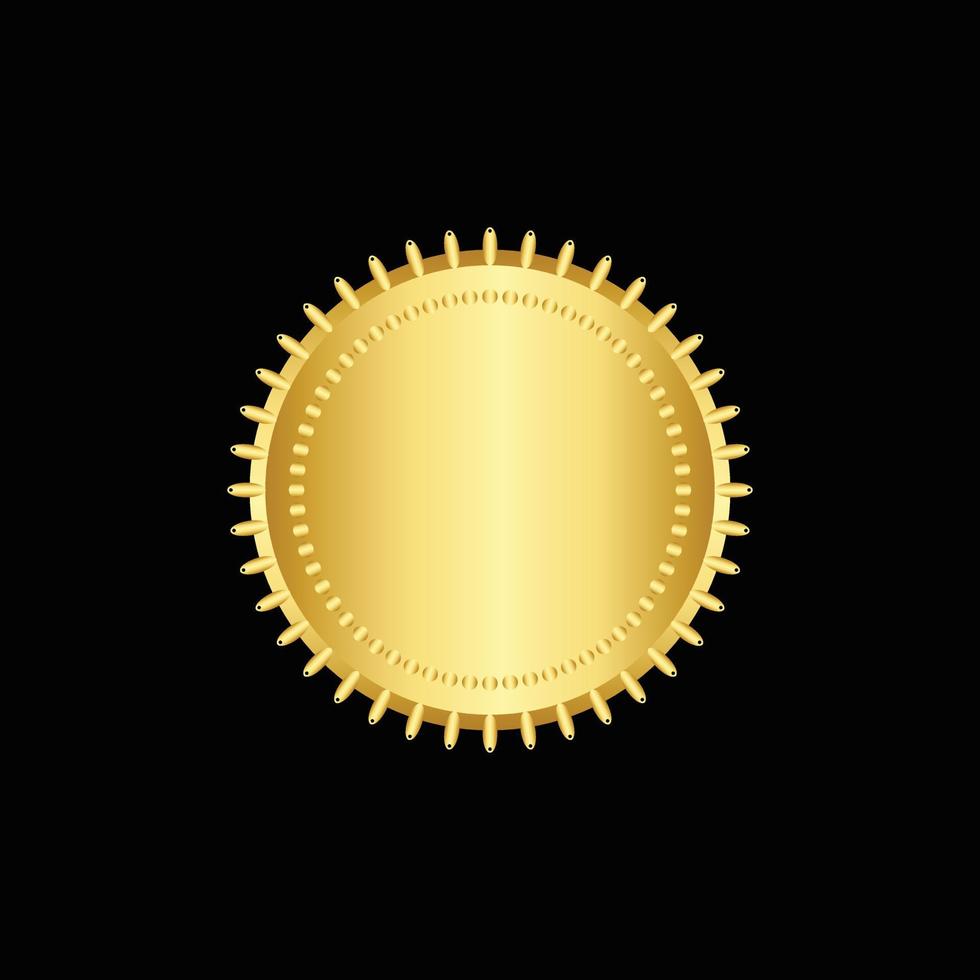 runden golden Abzeichen isoliert auf ein schwarz Hintergrund, Siegel Briefmarke Gold Luxus elegant Banner Betrug, Vektor Illustration Zertifikat Gold vereiteln Siegel oder Medaille isoliert.