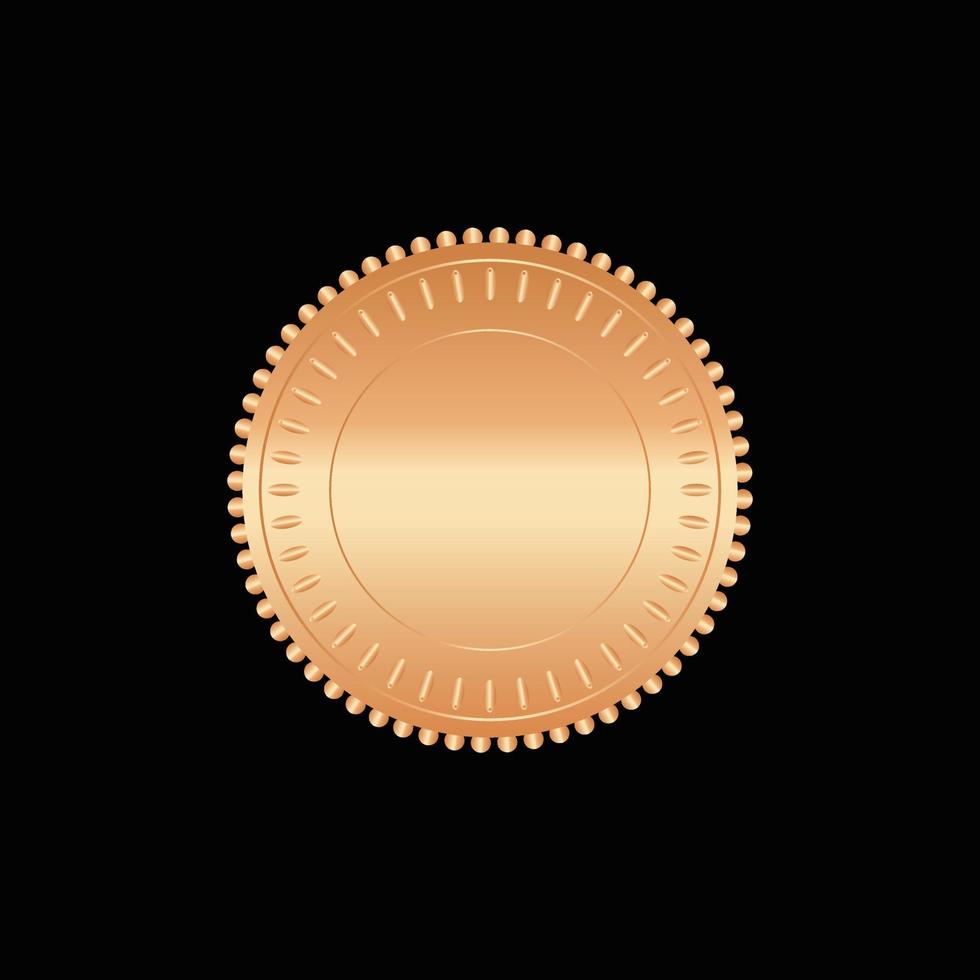 runden golden Abzeichen isoliert auf ein schwarz Hintergrund, Siegel Briefmarke Gold Luxus elegant Banner Betrug, Vektor Illustration Zertifikat Gold vereiteln Siegel oder Medaille isoliert.