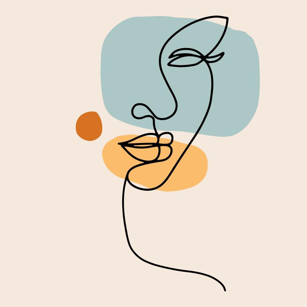 porträtt en kvinna i modern abstrakt stil. hand dragen vektor illustration