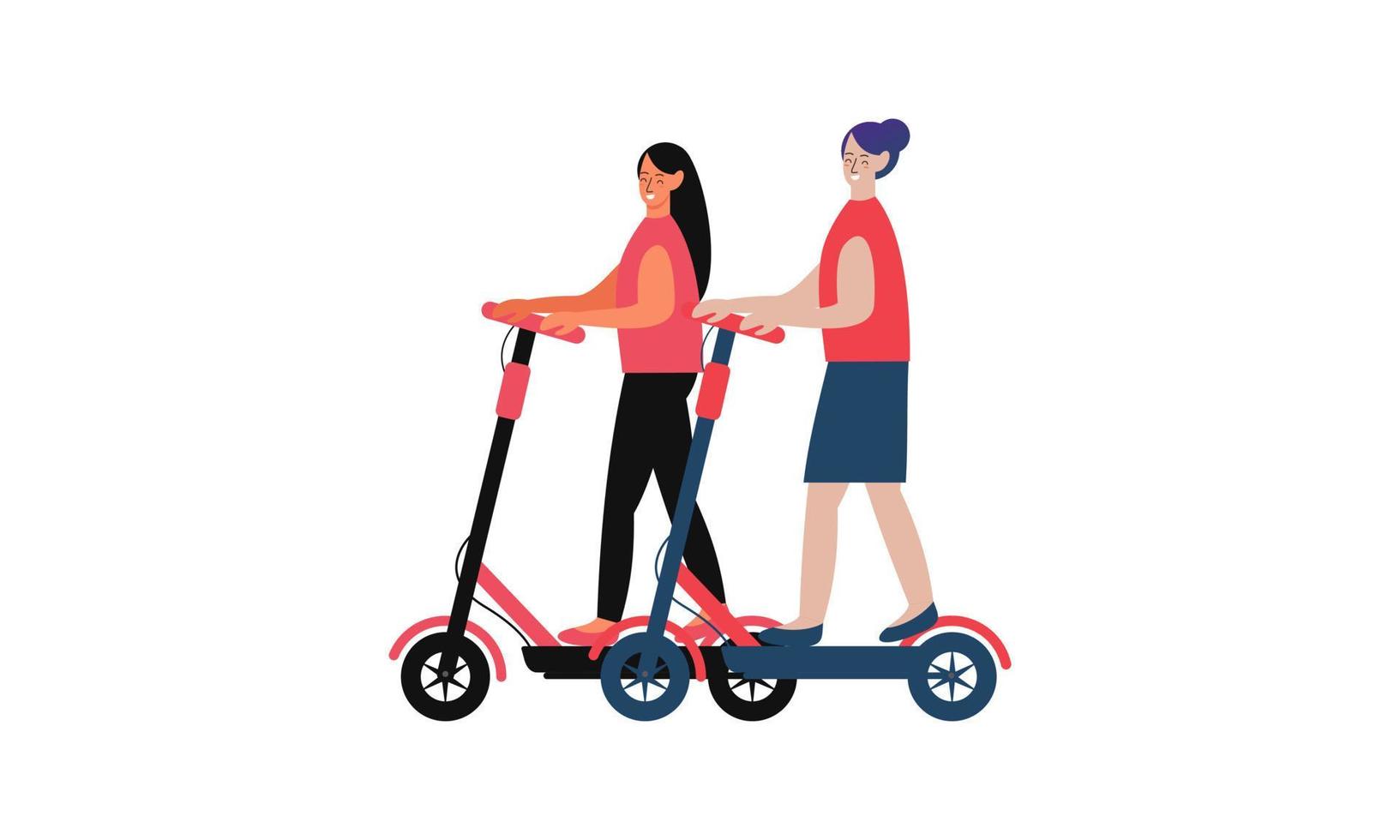 människor ridning elektrisk promenad skotrar på full hastighet illustration vektor