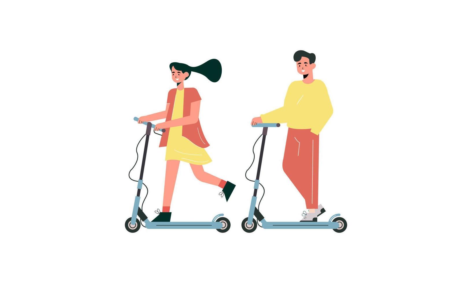 människor ridning elektrisk promenad skotrar på full hastighet illustration vektor