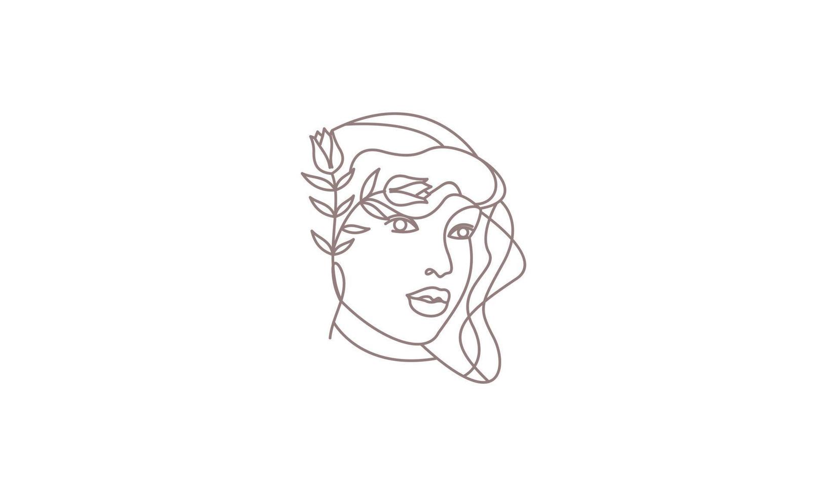 kvinna ansikte med skön abstrakt rader logotyp vektor