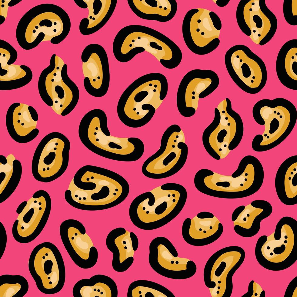 rosa leopard skriva ut sömlös mönster. illustration för utskrift, bakgrunder, täcker, förpackning, hälsning kort, affischer, klistermärken, textil- och säsong- design. vektor