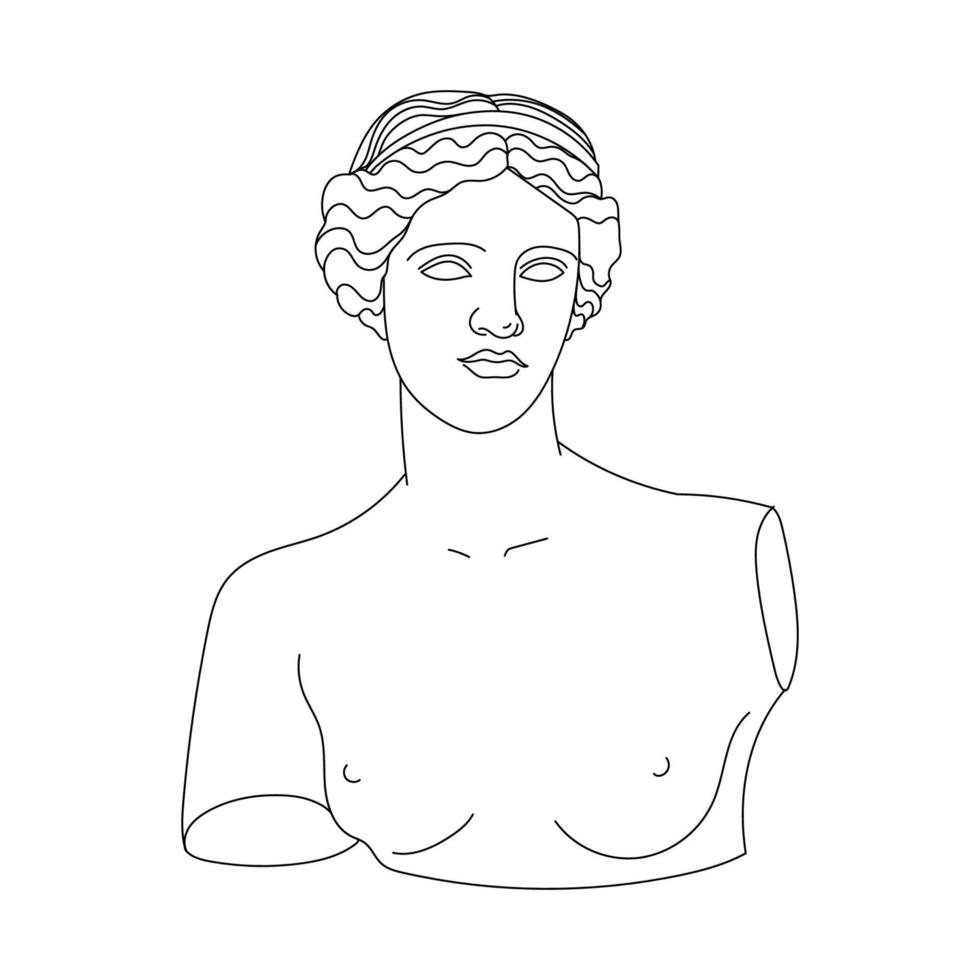 estetisk grekisk skulptur linje konst. grekland kvinna. bohemisk antik klassisk statyer vektor