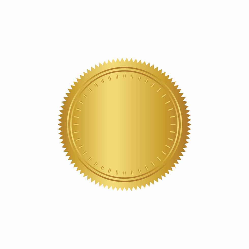 runda gyllene bricka isolerat på en svart bakgrund, täta stämpel guld lyx elegant baner lura, vektor illustration certifikat guld folie täta eller medalj isolerat.