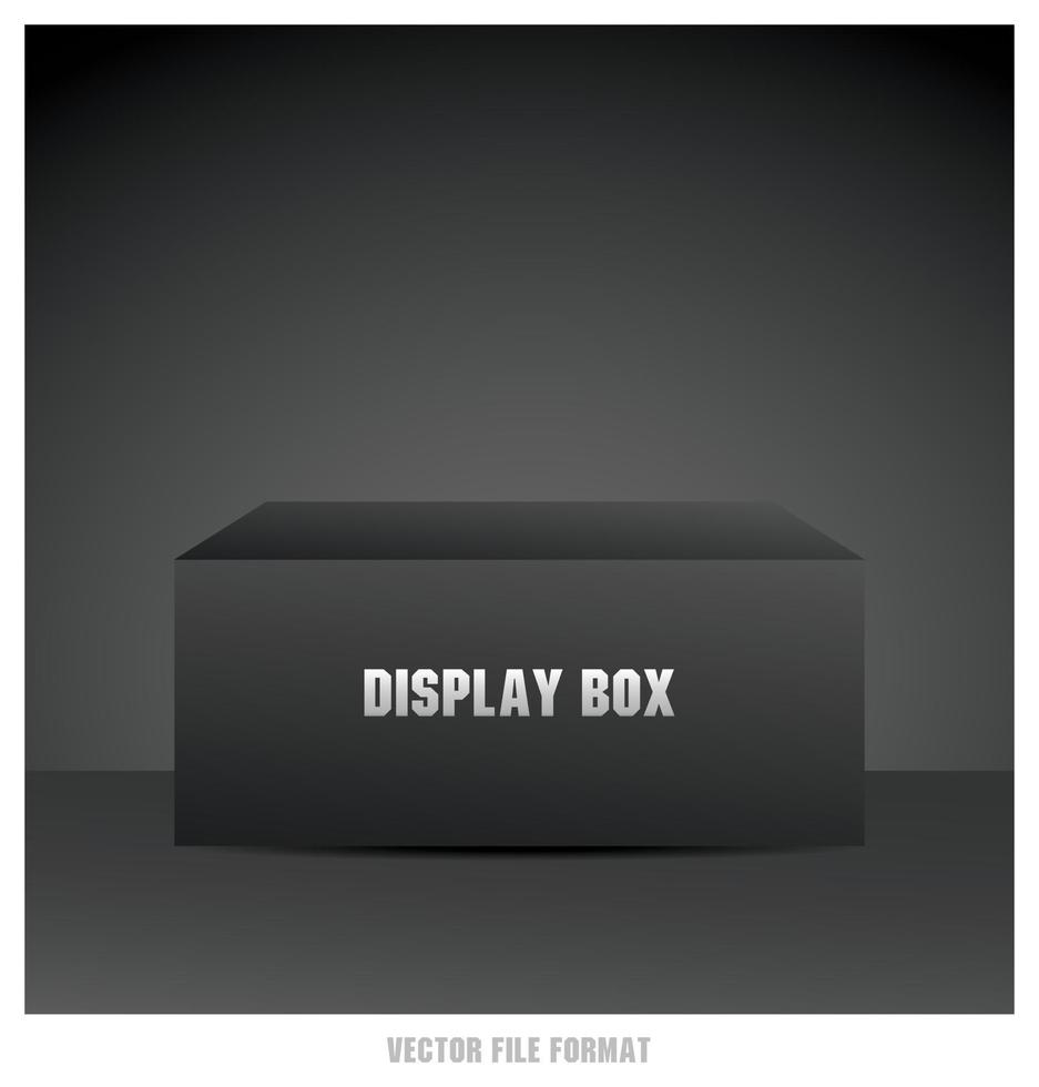 schwarz Anzeige Box auf dunkel Mauer und Fußboden 3d Illustration Vektor zum Putten Ihre Objekt