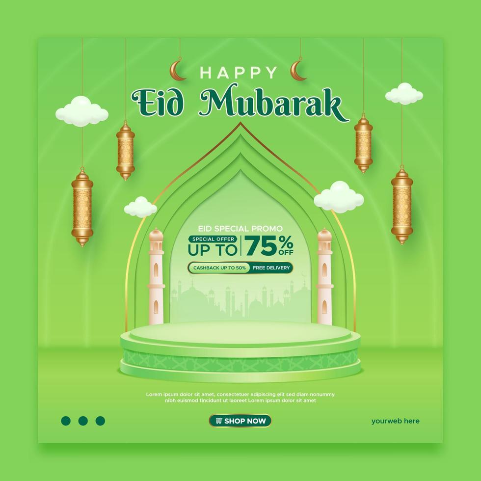 eid mubarak rea promo fyrkantig banner mall vektor