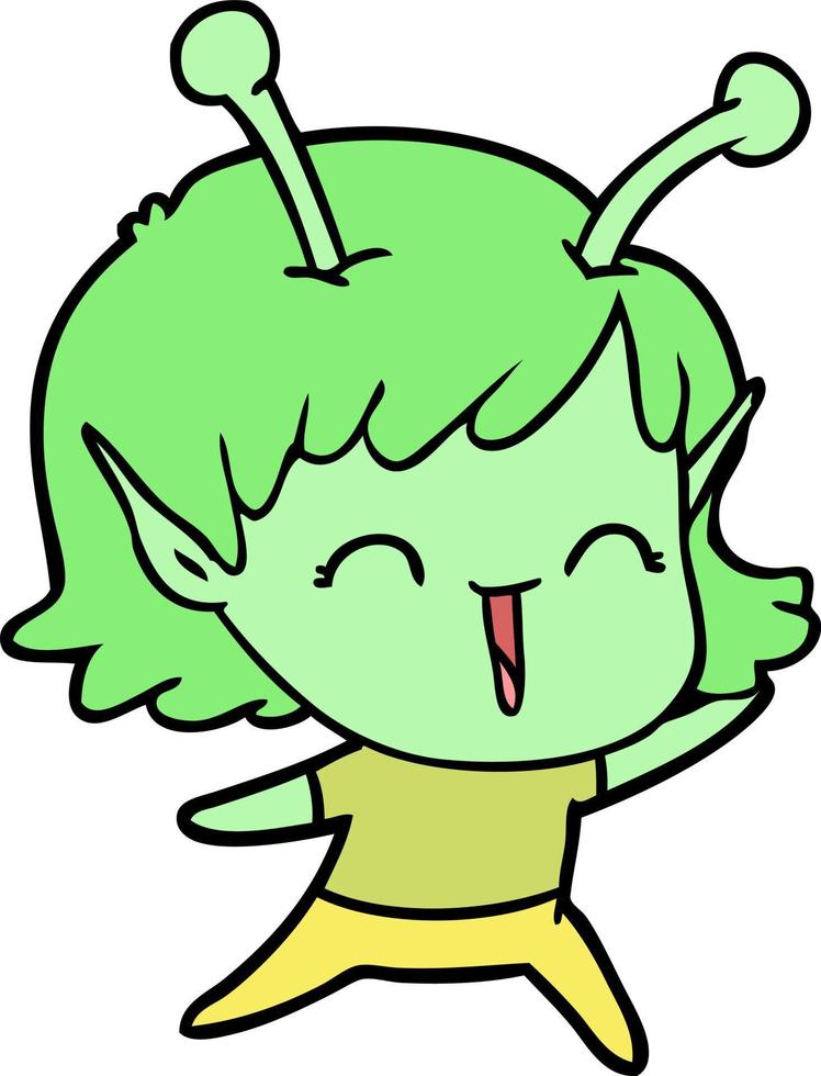 Vektor-Alien-Mädchen-Figur im Cartoon-Stil vektor