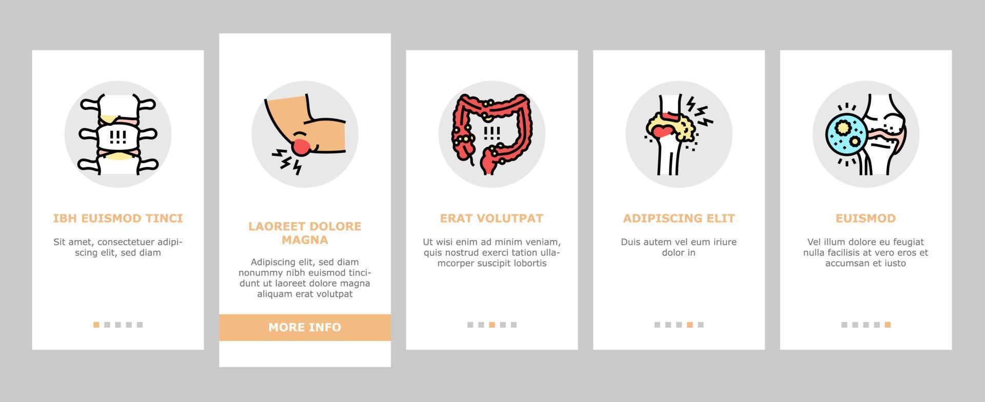 reumatologi sjukdom problem onboarding ikoner som vektor