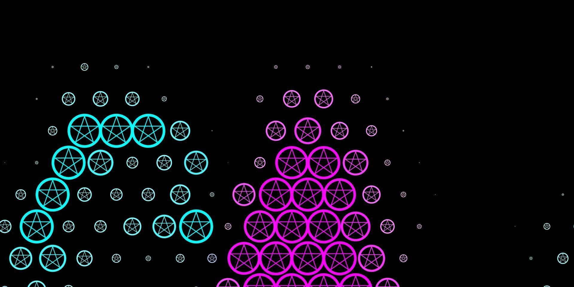 dunkelrosa, blaues Vektormuster mit magischen Elementen. vektor
