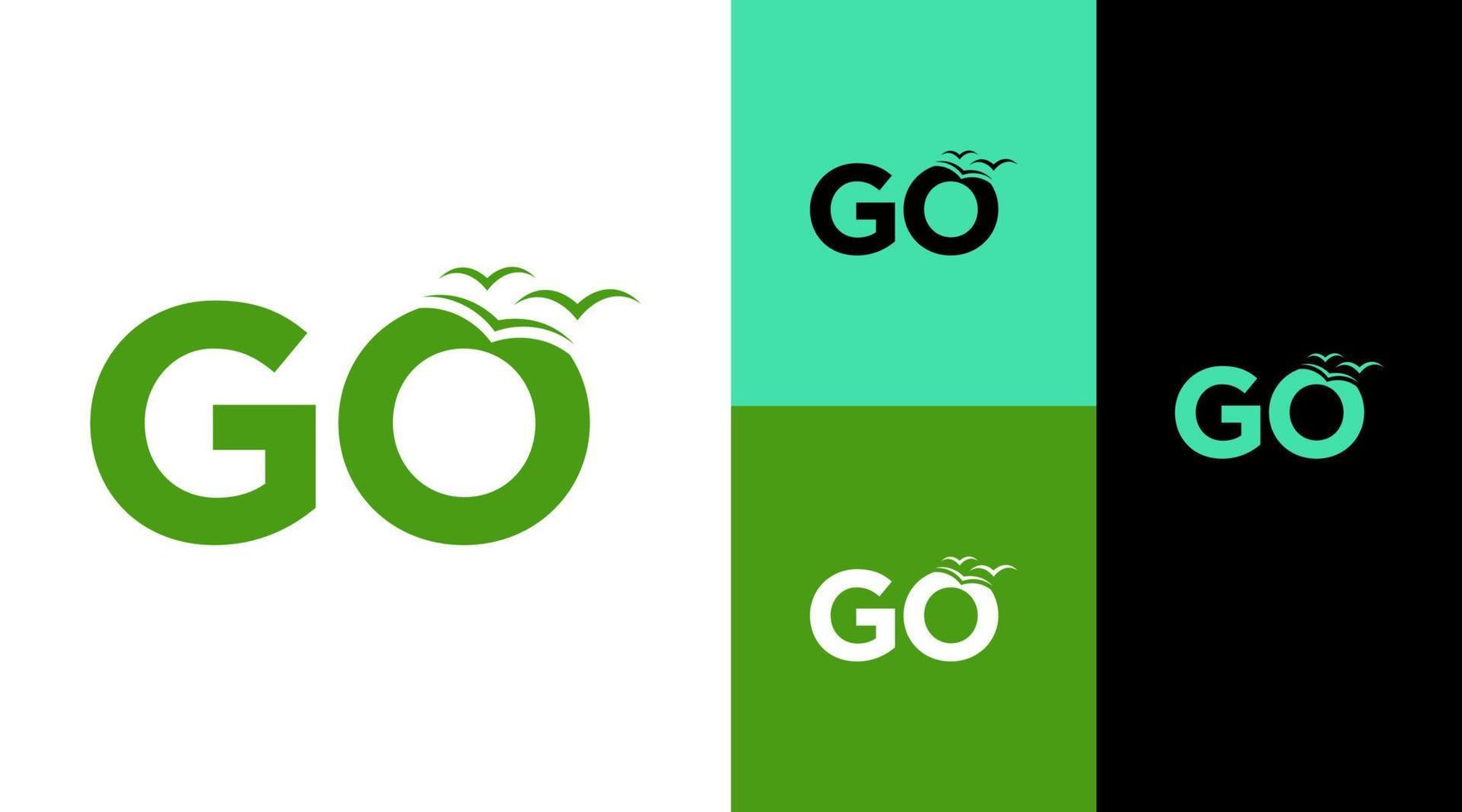 gå grön fåglar flygande logotyp design vektor