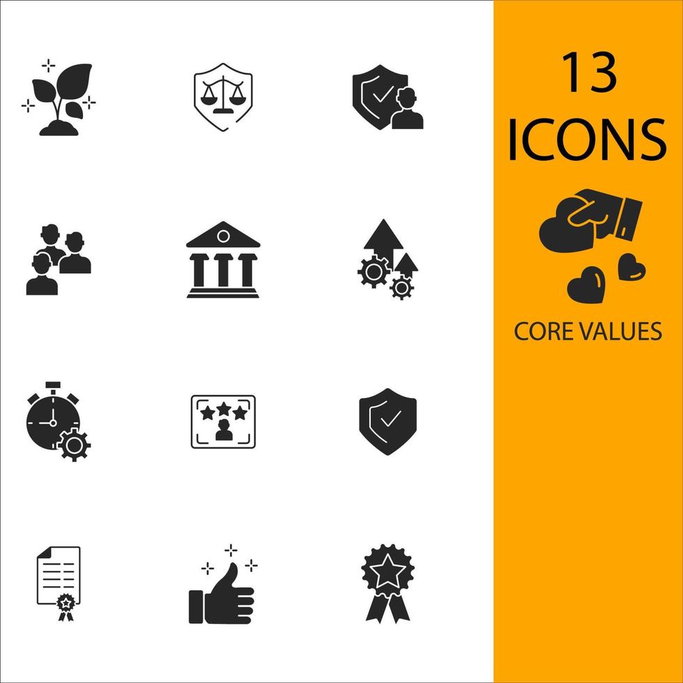 kärnvärden ikoner set. kärnvärden pack symbol vektorelement för infographic webben vektor