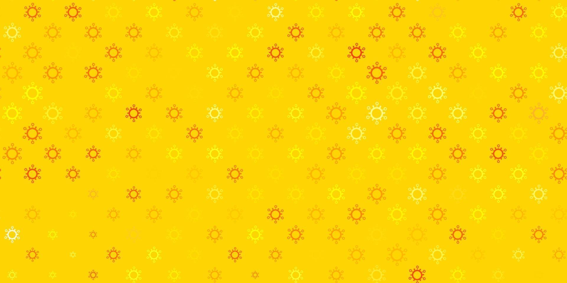 hellrosa, gelber Vektorhintergrund mit Virensymbolen. vektor