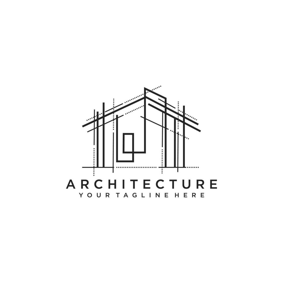 Architektur-Logo-Design, Vektor-Bauunternehmen-Markendesign-Vorlage. Architekt und Bauvektor-Logo-Vorlage vektor