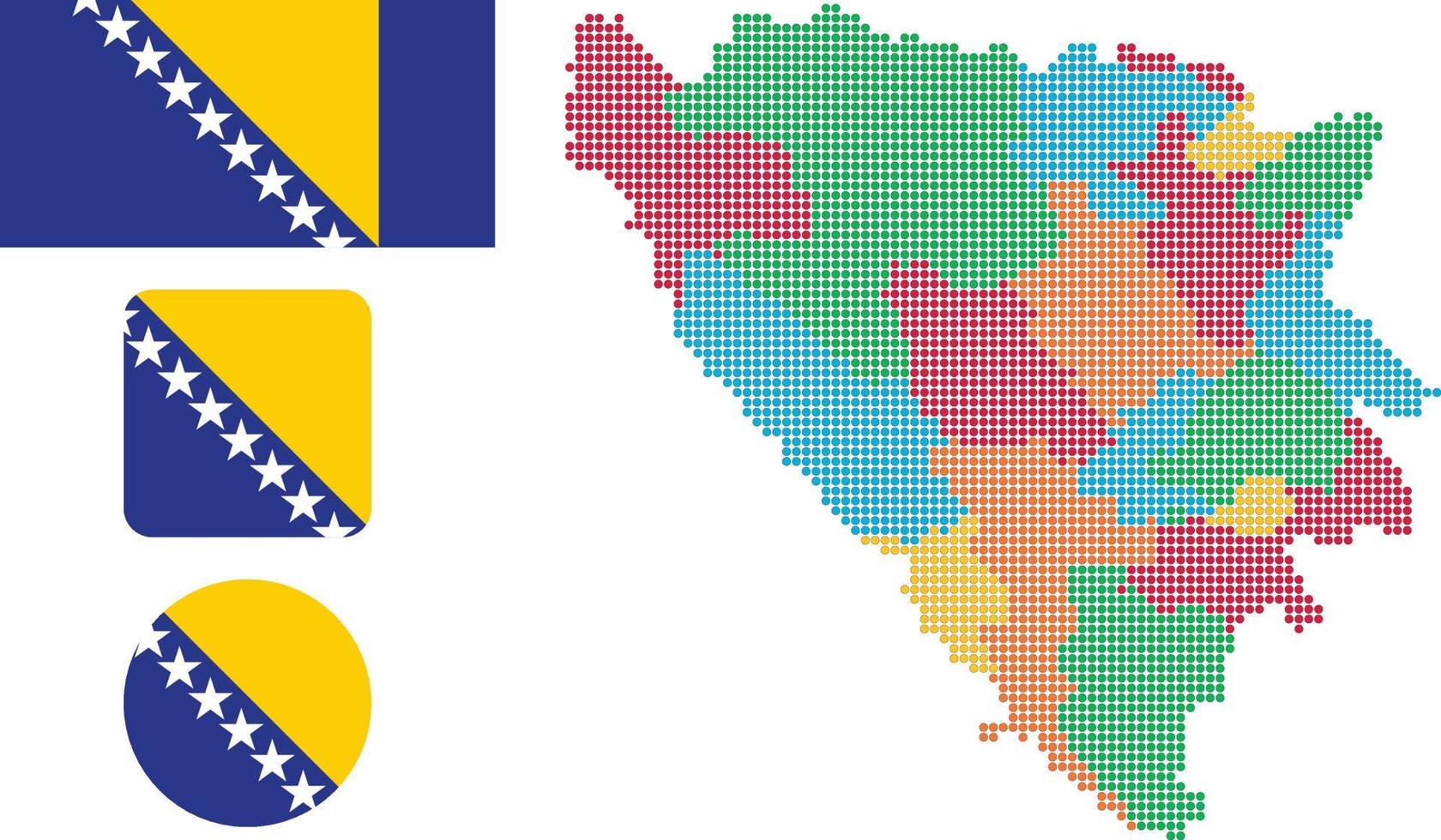 bosnien och herzegovina Karta och flagga platt ikon symbol vektor illustration