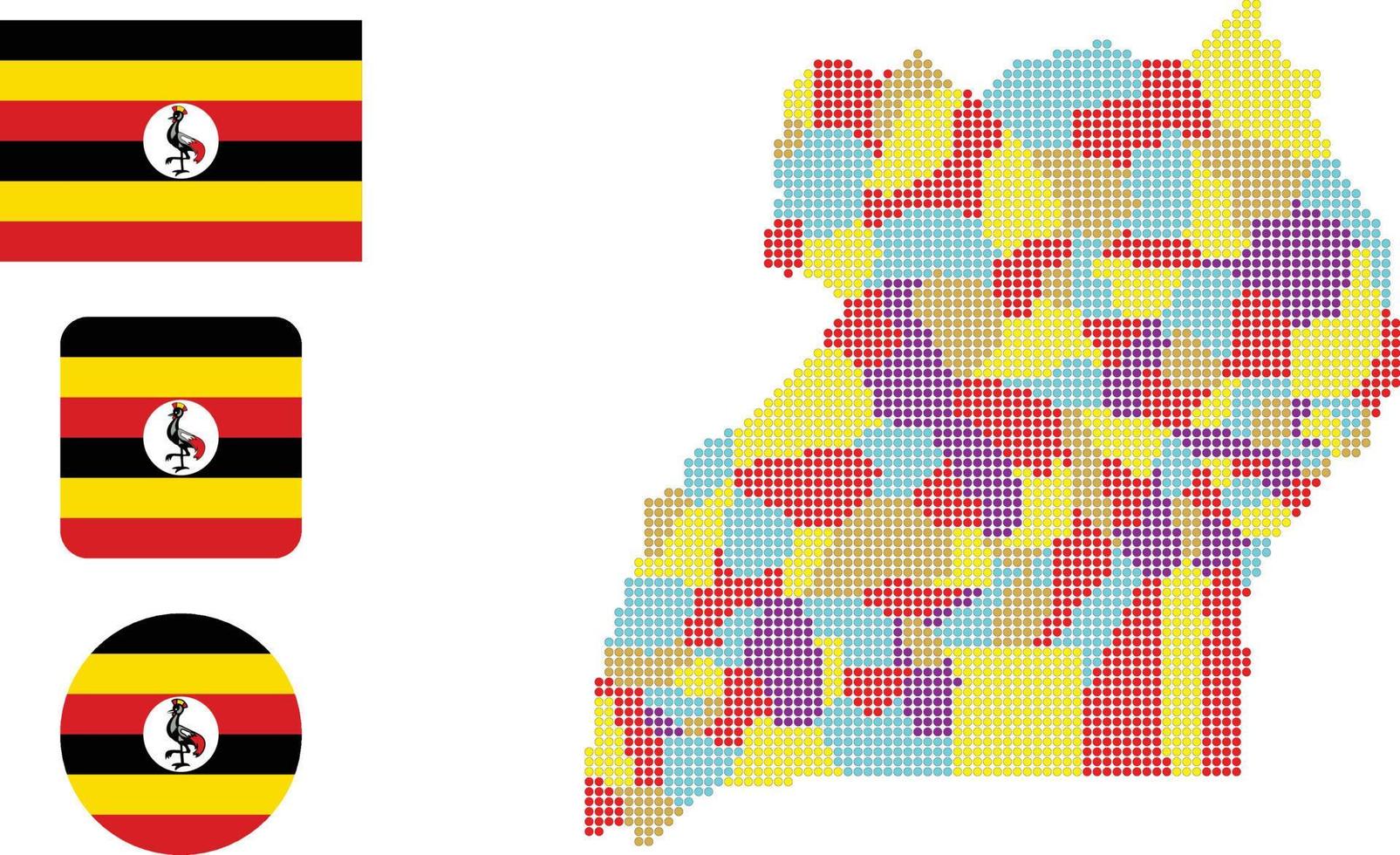 uganda Karta och flagga platt ikon symbol vektor illustration