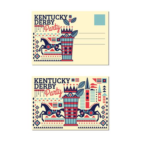 Vykort Kentucky Derby med Mint Julep med platt stil vektor