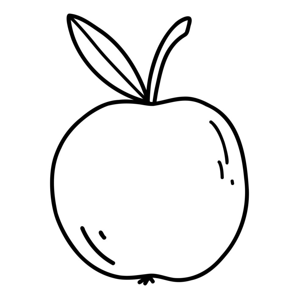 hand dragen klotter äpple. vektor skiss svart översikt illustration av färsk mogen frukt för skriva ut, färg sida, barn design, logotyp.