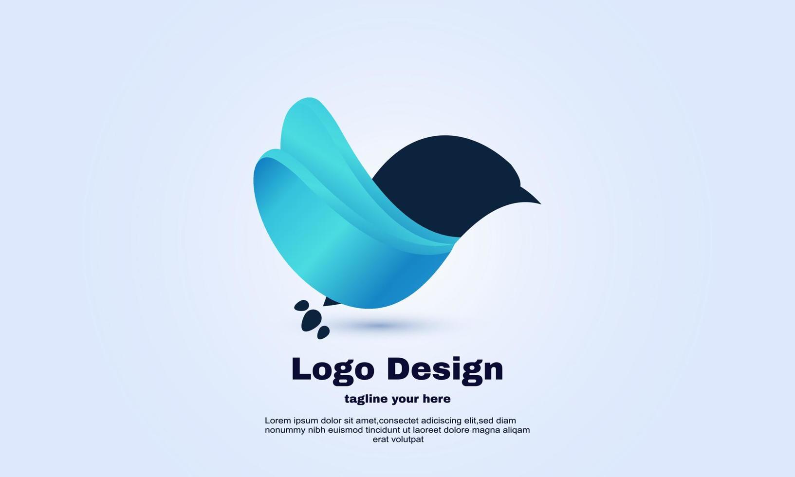 einzigartig Blau Vogel minimalistisch Design isoliert auf vektor