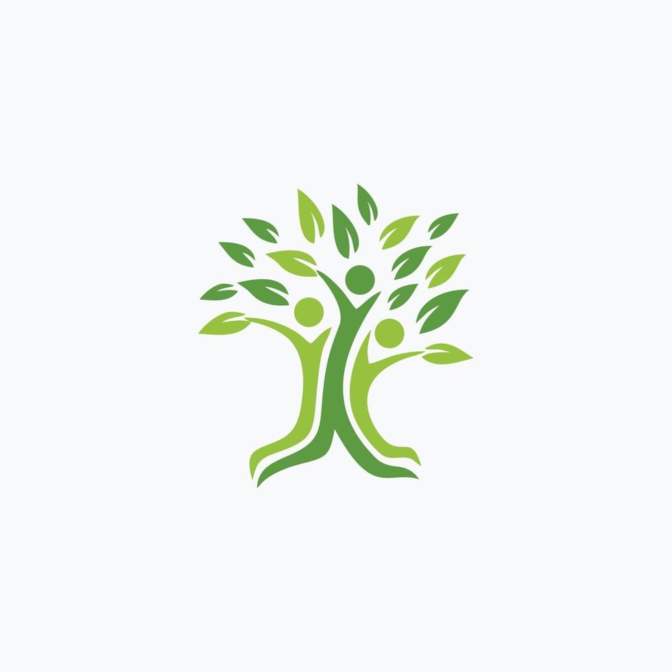 abstrakt Logo Design Gruppe von Menschen Bildung ein Baum vektor