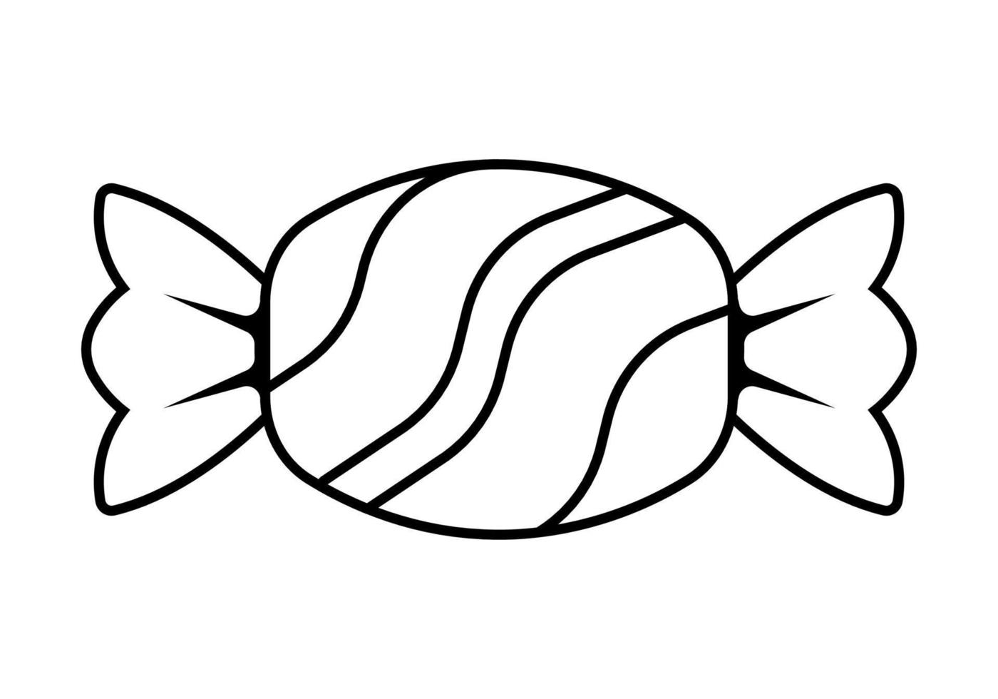 schwarz und Weiß gestreift Süßigkeiten Symbol Clip Art im Schlaganfall Gliederung auf Weiß Hintergrund vektor