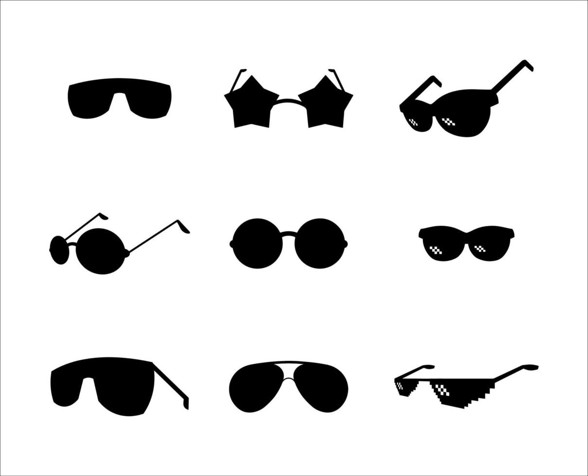 silhuett svart glasögon samling vektor