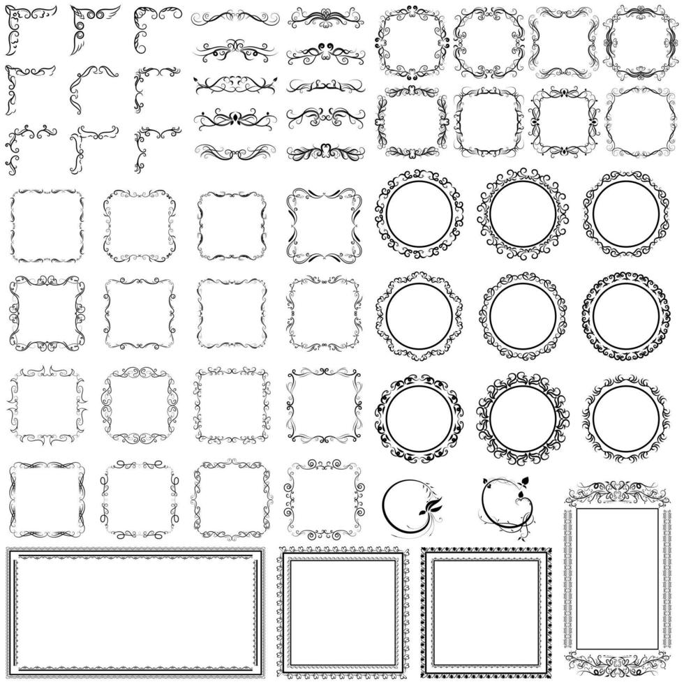 vektor uppsättning av bunt dekorativ årgång ram