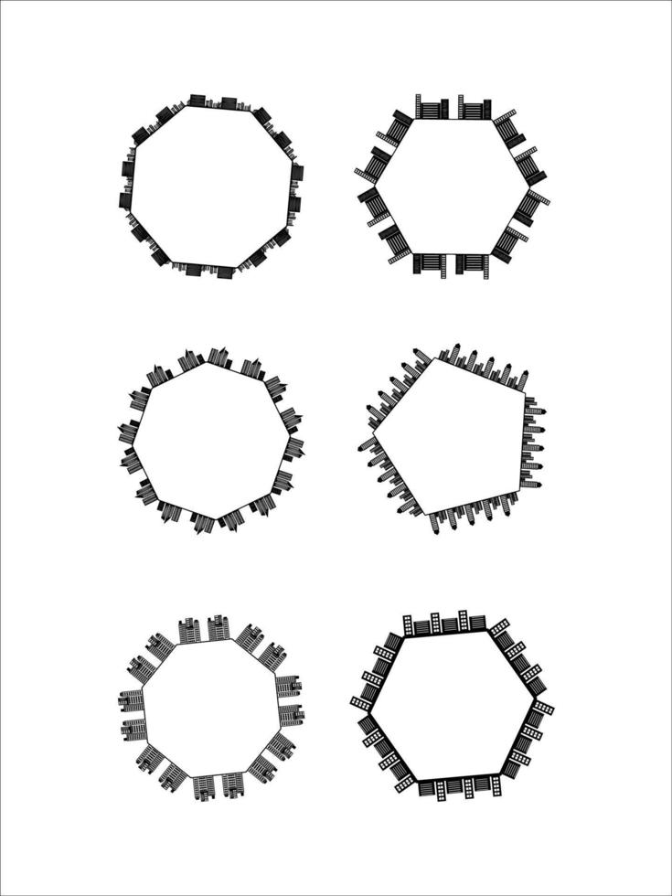 einstellen von Gebäude Wolkenkratzer Rand Rahmen Abbildungen vektor