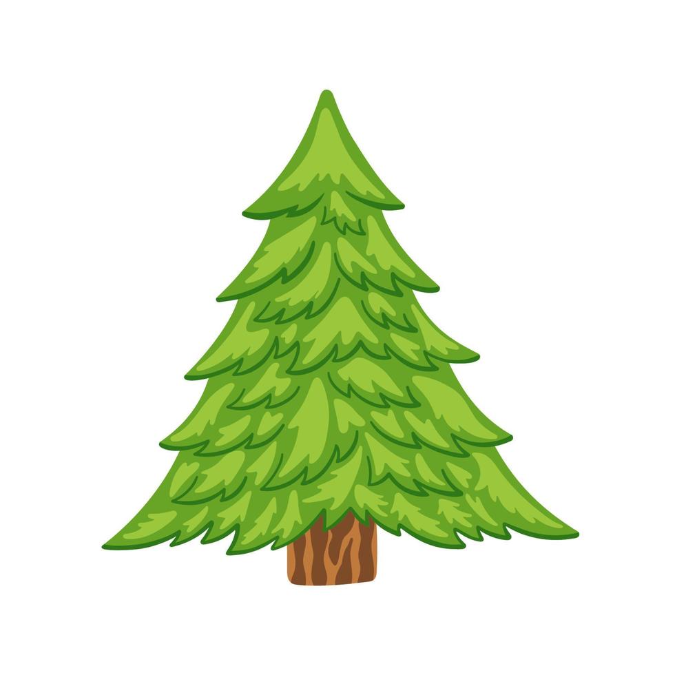 jul träd i tecknad serie stil, vektor illustration. isolerat element på en vit bakgrund. ikon gran för skriva ut och design, hand ritade. Semester träd glad xmas