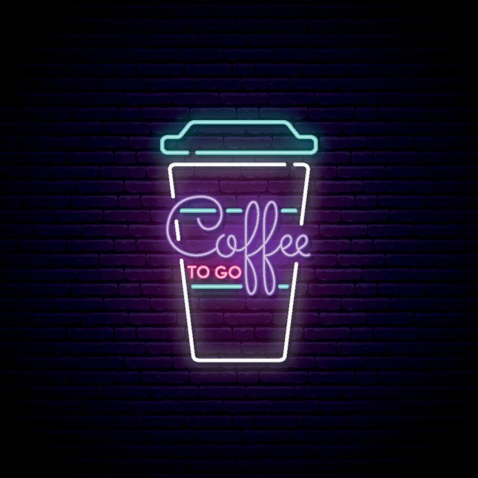 kaffe att gå neonskylt vektor