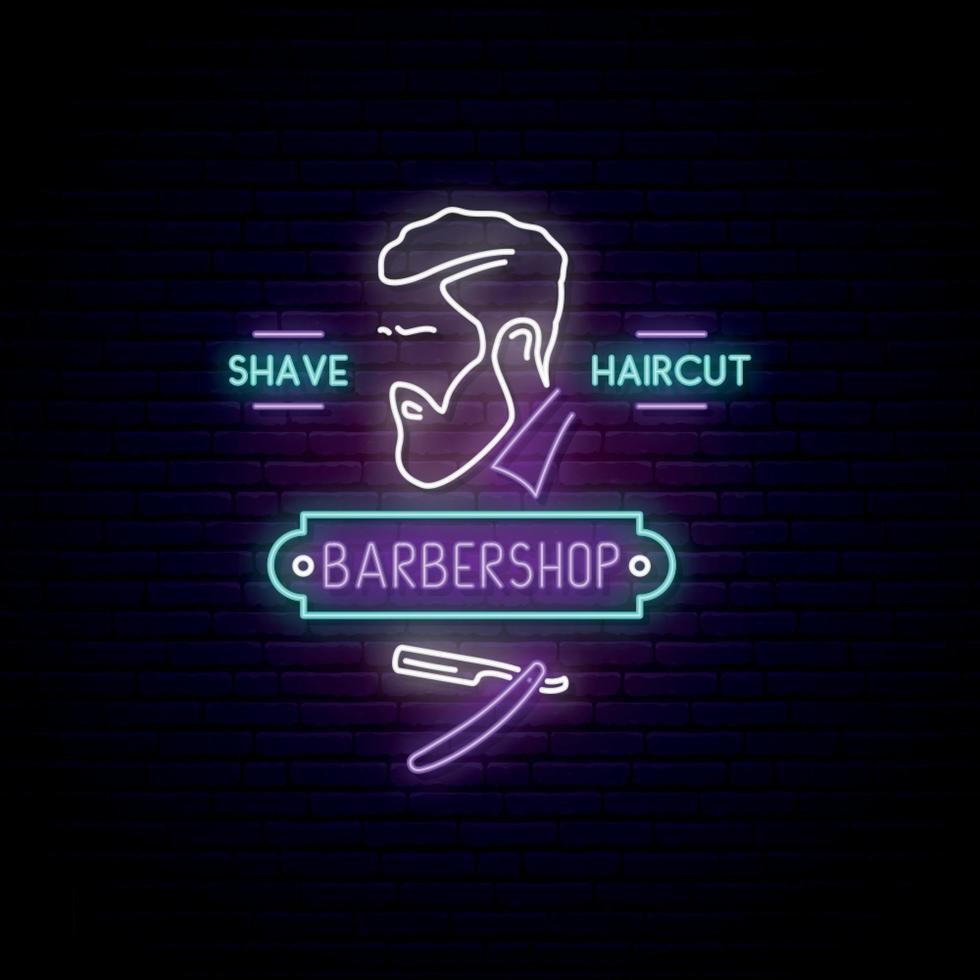 barbershop neonskylt vektor