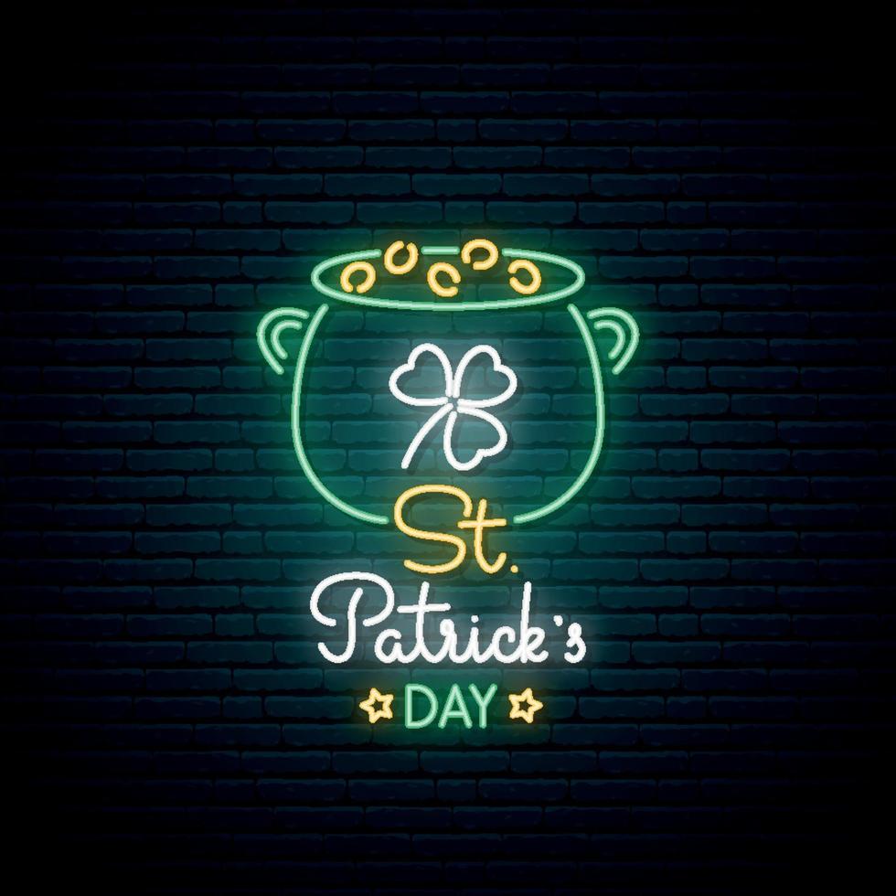 glad saint patrick's day neonskylt vektor