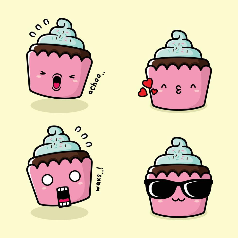 Vektor Illustration von süß Cupcake Emoji