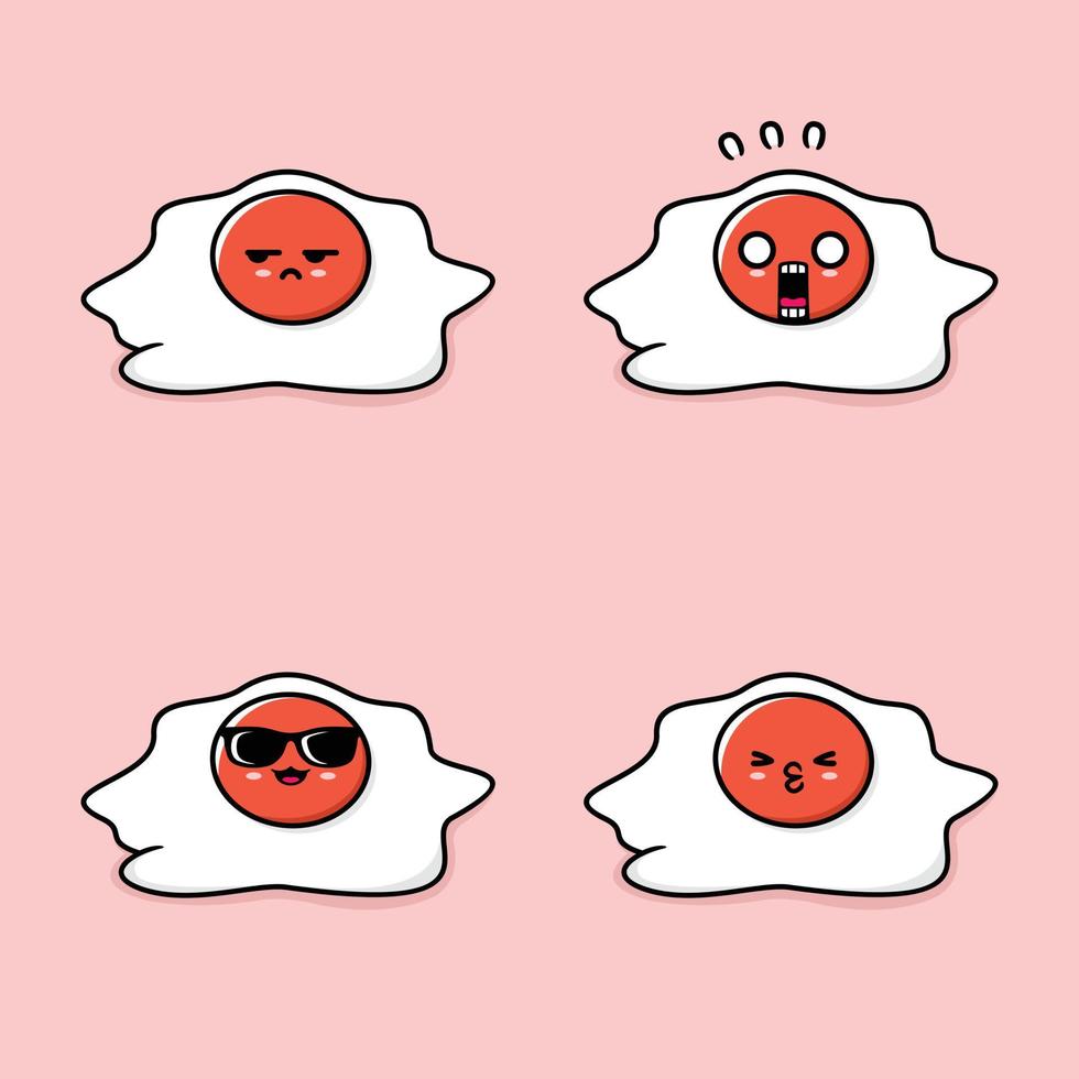 vektor illustration av söt friterad ägg emoji