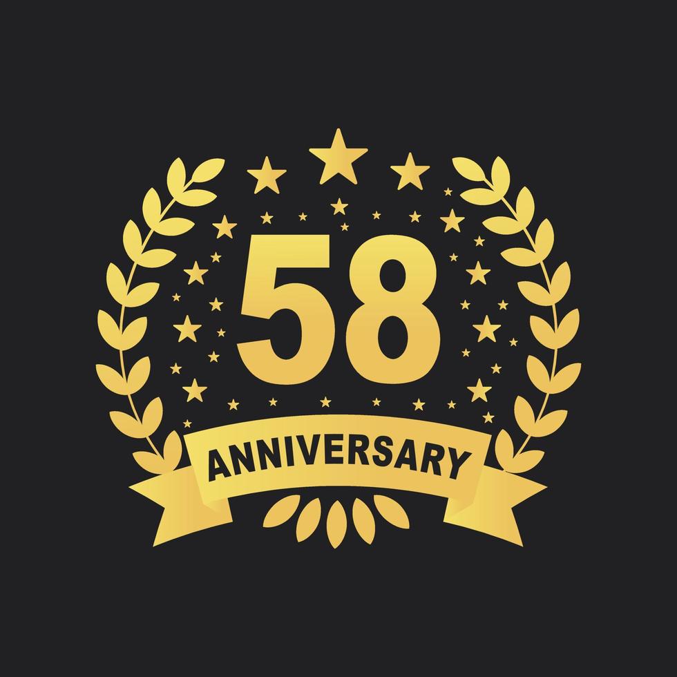 58 Jahrestag Feier Design, luxuriös golden Farbe 58 Jahre Jahrestag Design. vektor