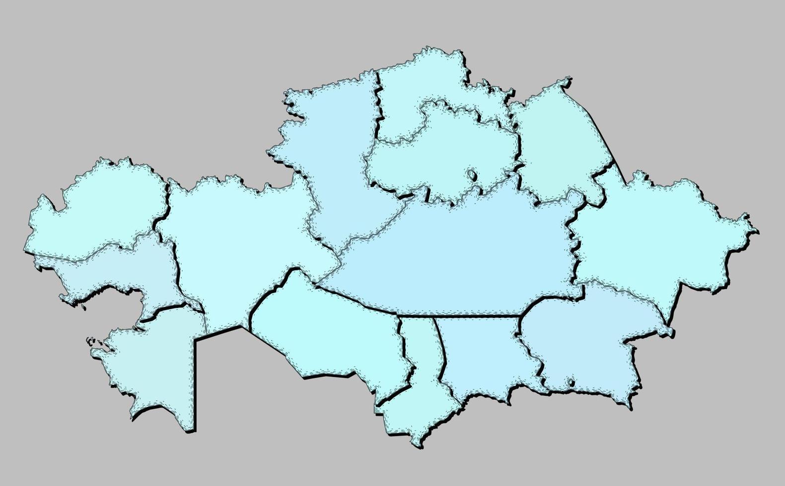 Karta av kazakhstan med stater isolerat vektor