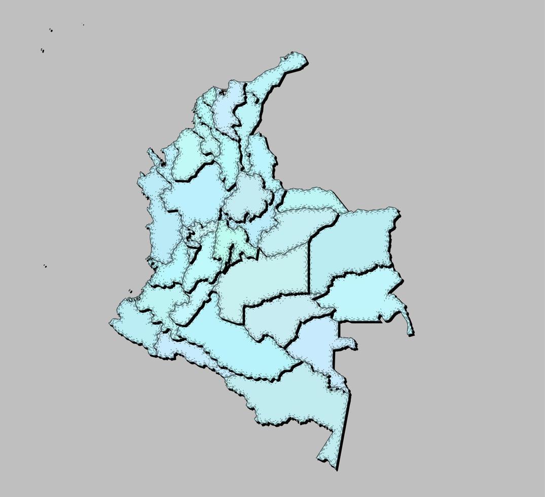 Karta av colombia med stater isolerat vektor