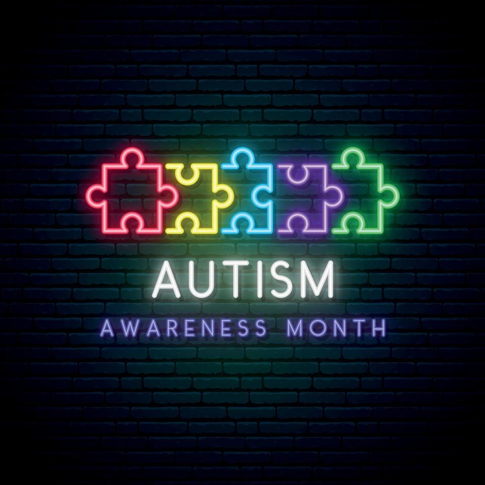 färgglada pusselsymbol för autismmedvetenhetsmånad vektor