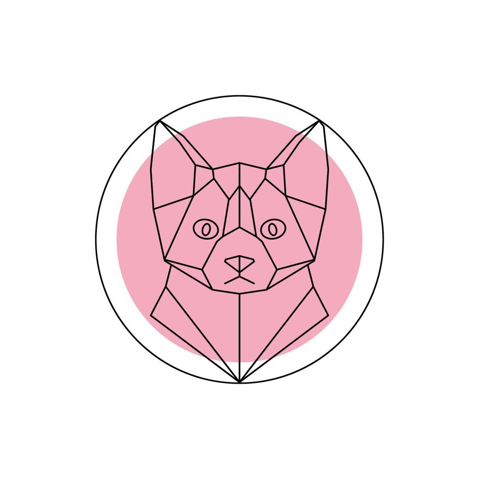 geometrischer Vektor Tierkatzenkopf auf rosa Hintergrund.