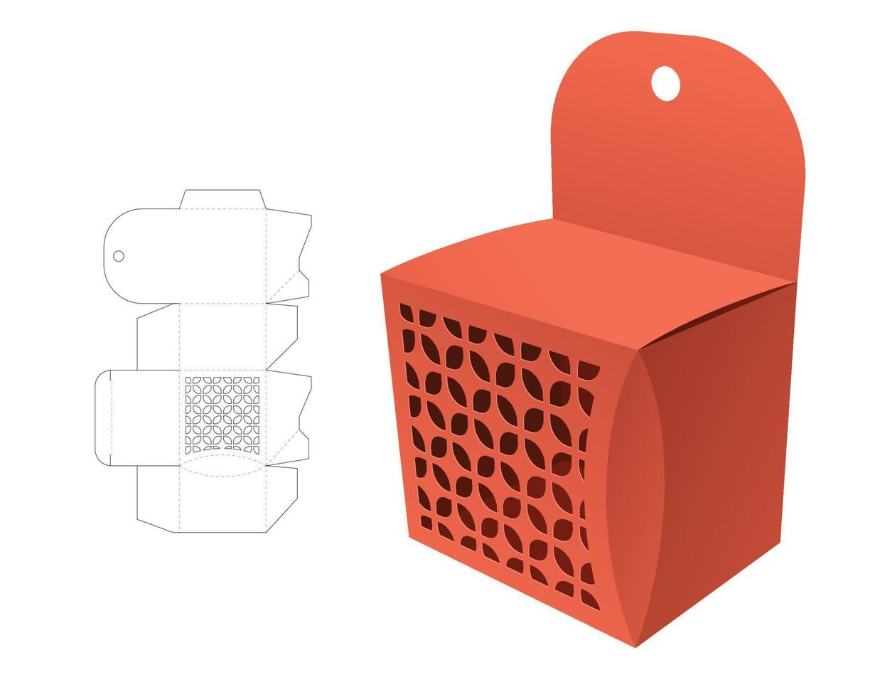 Mini hängend abgeschrägt Ecke Box mit geometrisch Fenster sterben Schnitt Vorlage und 3d Attrappe, Lehrmodell, Simulation vektor