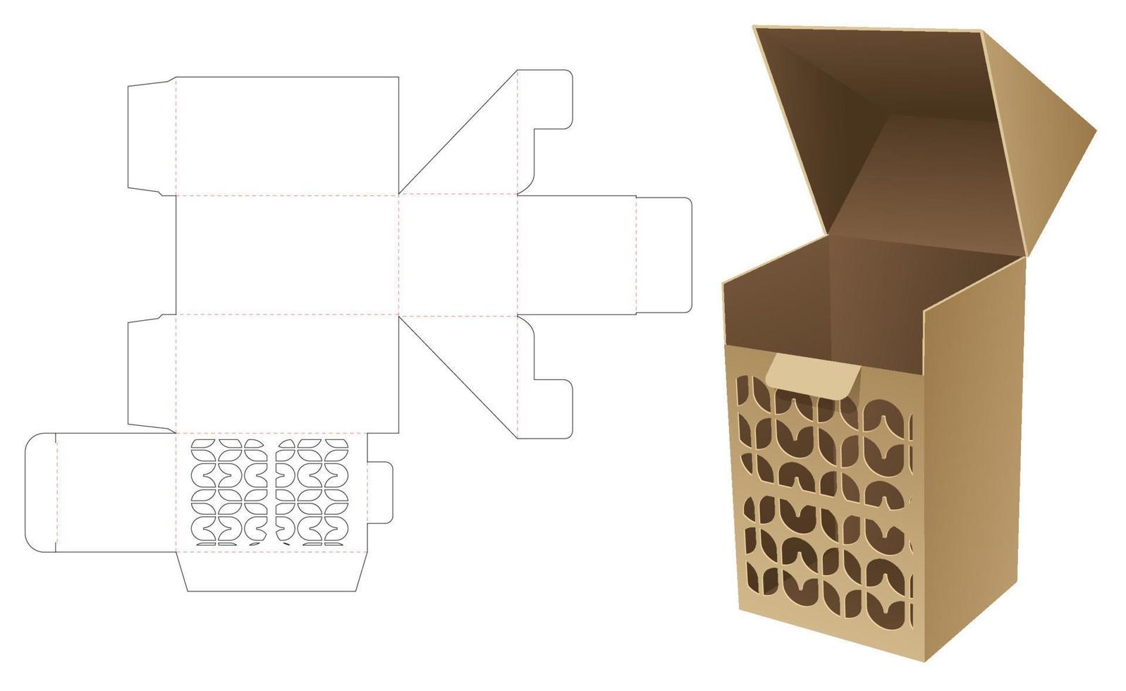 Auto sperren Flip Box mit schabloniert geometrisch Muster sterben Schnitt Vorlage und 3d Attrappe, Lehrmodell, Simulation vektor