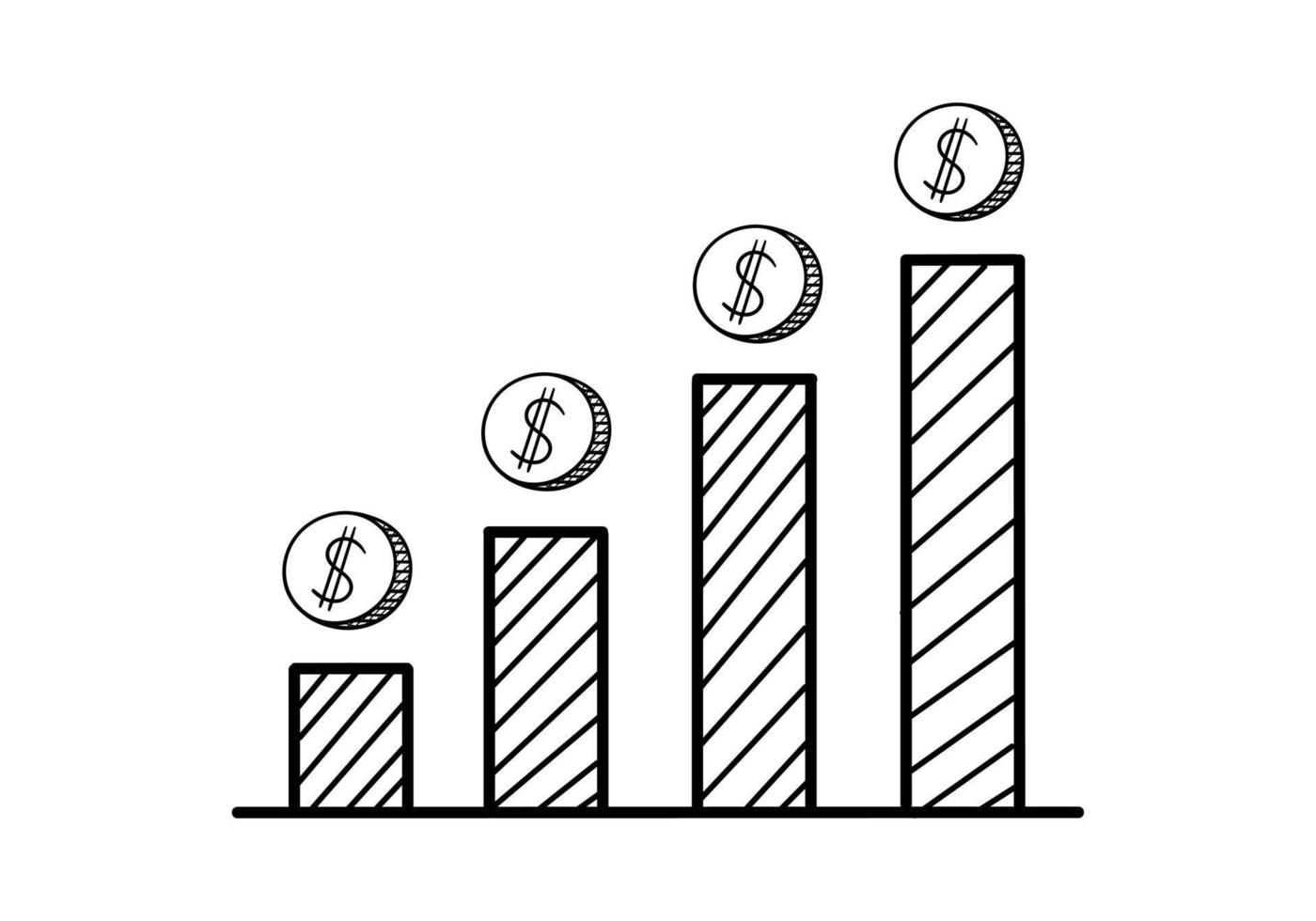 hand dragen bar Diagram med mynt på den vektor